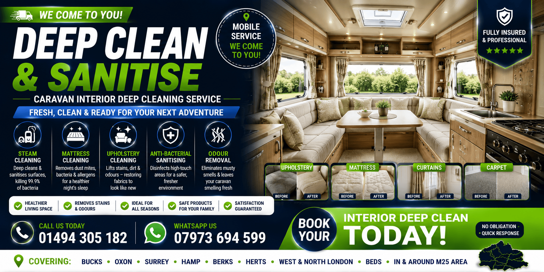 Caravan Cleaning Service Bucks Beds Middx Surrey Oxon Herts Hants Berkshire Caravan Polishing and Waxing