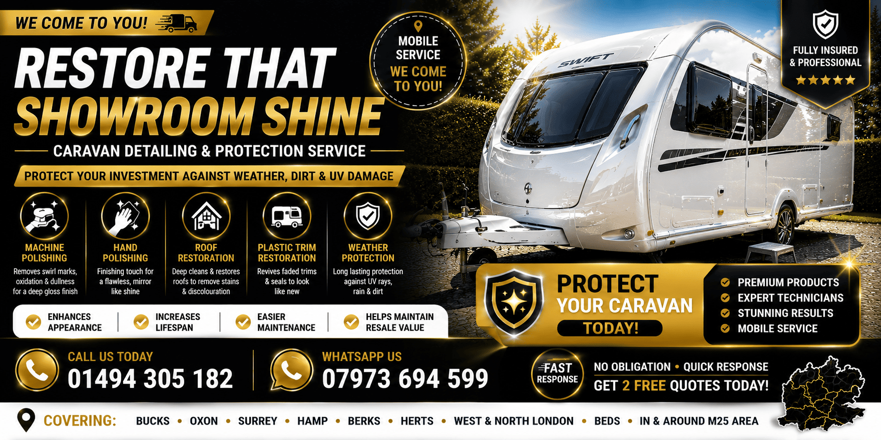 Caravan Cleaning Service Bucks Beds Middx Surrey Oxon Herts Hants Berkshire Caravan Polishing