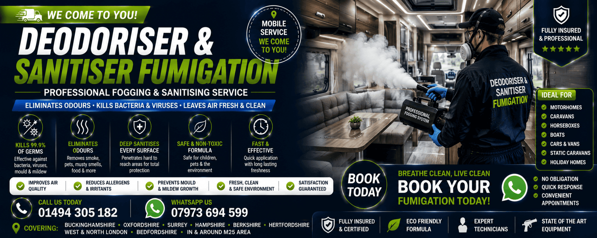Deorderizer Fummigation Service Bucks Beds Middx Surrey Oxon Herts Hants Berkshire