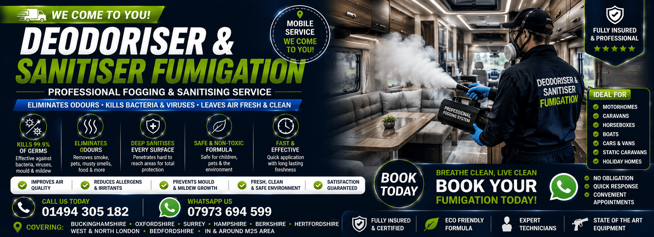 Deorderizer Fummigation Service Bucks Beds Middx Surrey Oxon Herts Hants Berkshire