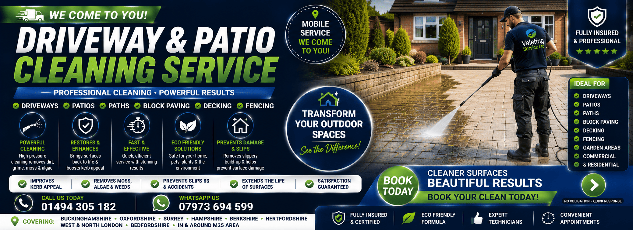 Driveway and Patio Cleaning Service HIGH WYCOMBE Bucks Beds Middx Surrey Oxon Herts Hants Berkshire Hampshire London