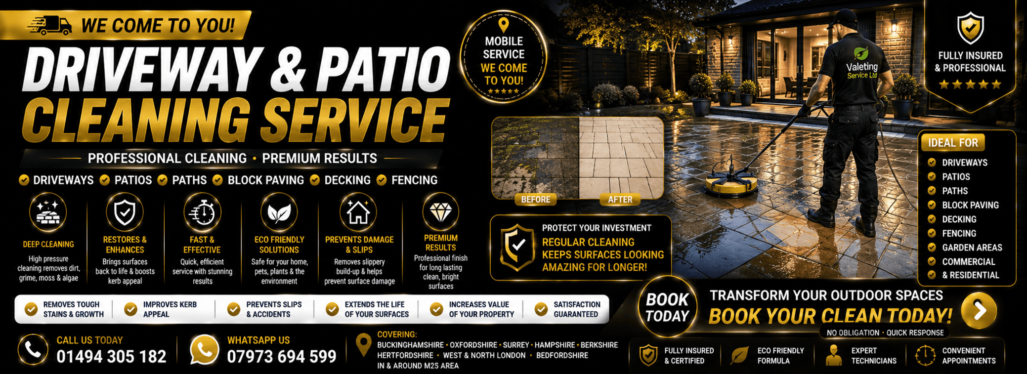 Driveway and Patio Cleaning Service near me HIGH WYCOMBE Bucks Beds Middx Surrey Oxon Herts Hants Berkshire Hampshire London