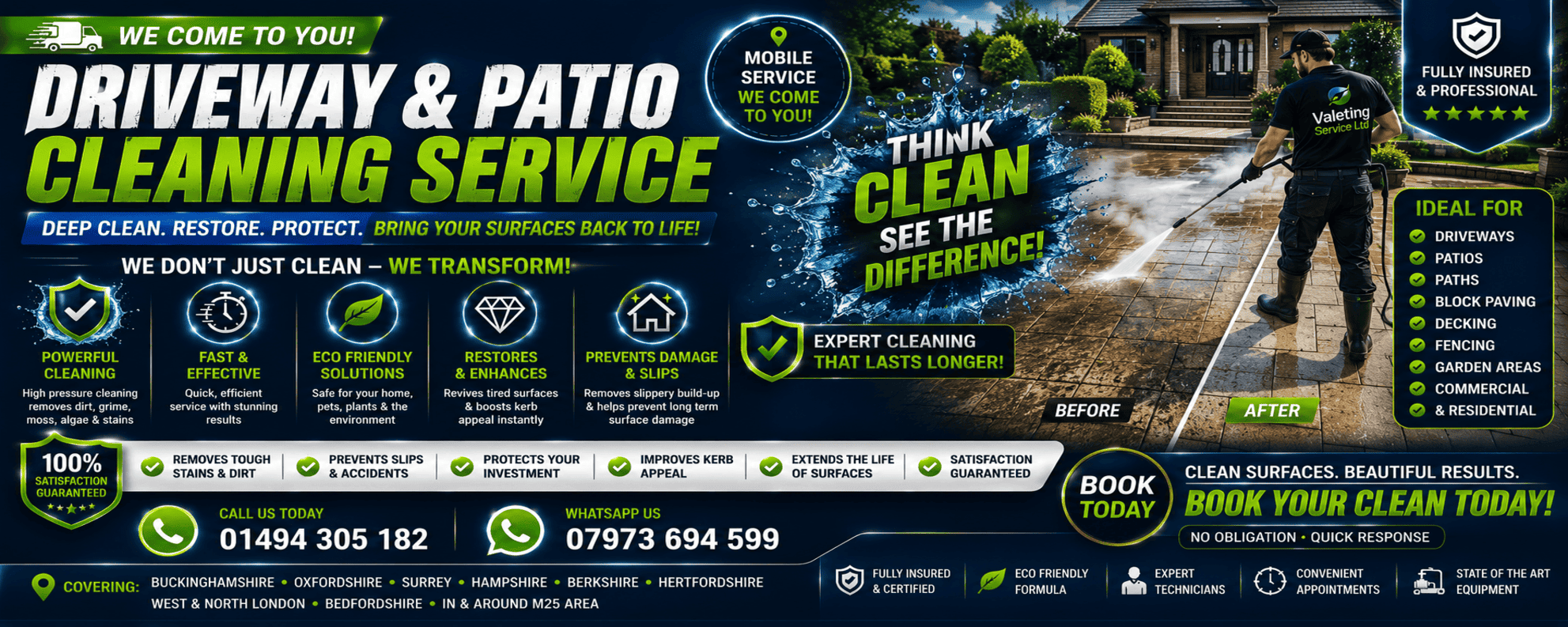 Driveway and Patio Cleaning Service near me HIGH WYCOMBE Bucks Beds Middx Surrey Oxon Herts Hants Berkshire Hampshire West London