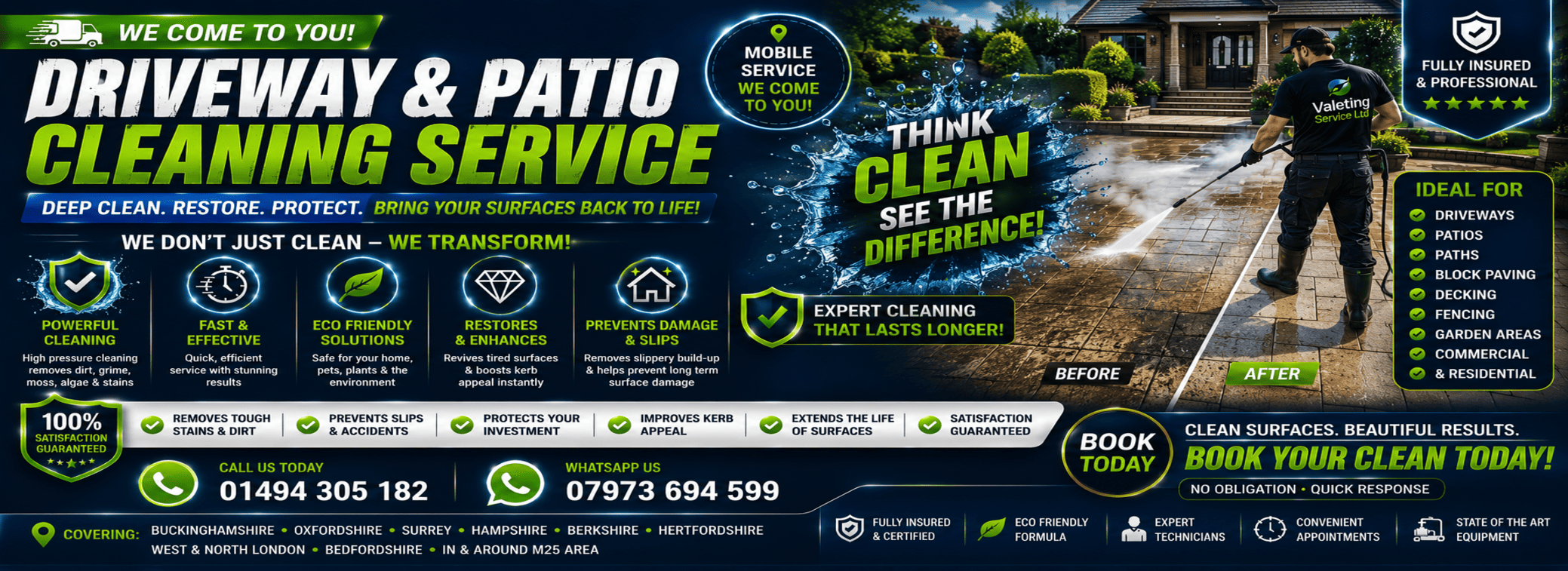 Driveway and Patio Cleaning Service near me HIGH WYCOMBE Bucks Beds Middx Surrey Oxon Herts Hants Berkshire Hampshire West London