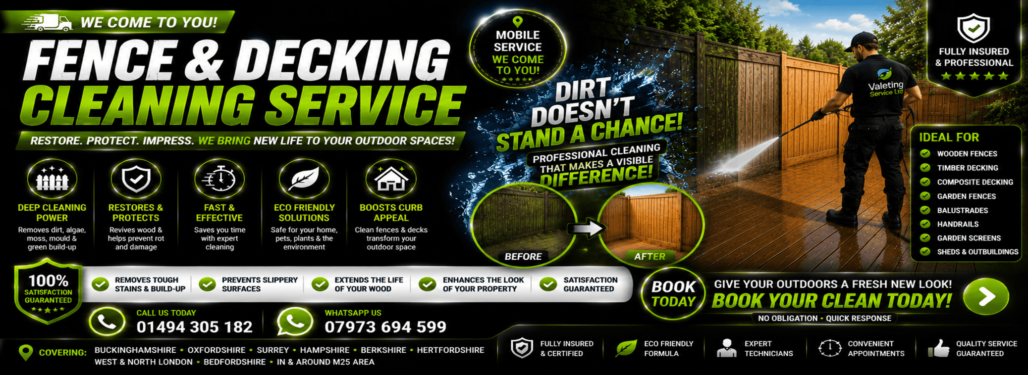Fence and Decking Cleaning Service near me HIGH WYCOMBE Bucks Beds Middx Surrey Oxon Herts Hants Berkshire West London North London