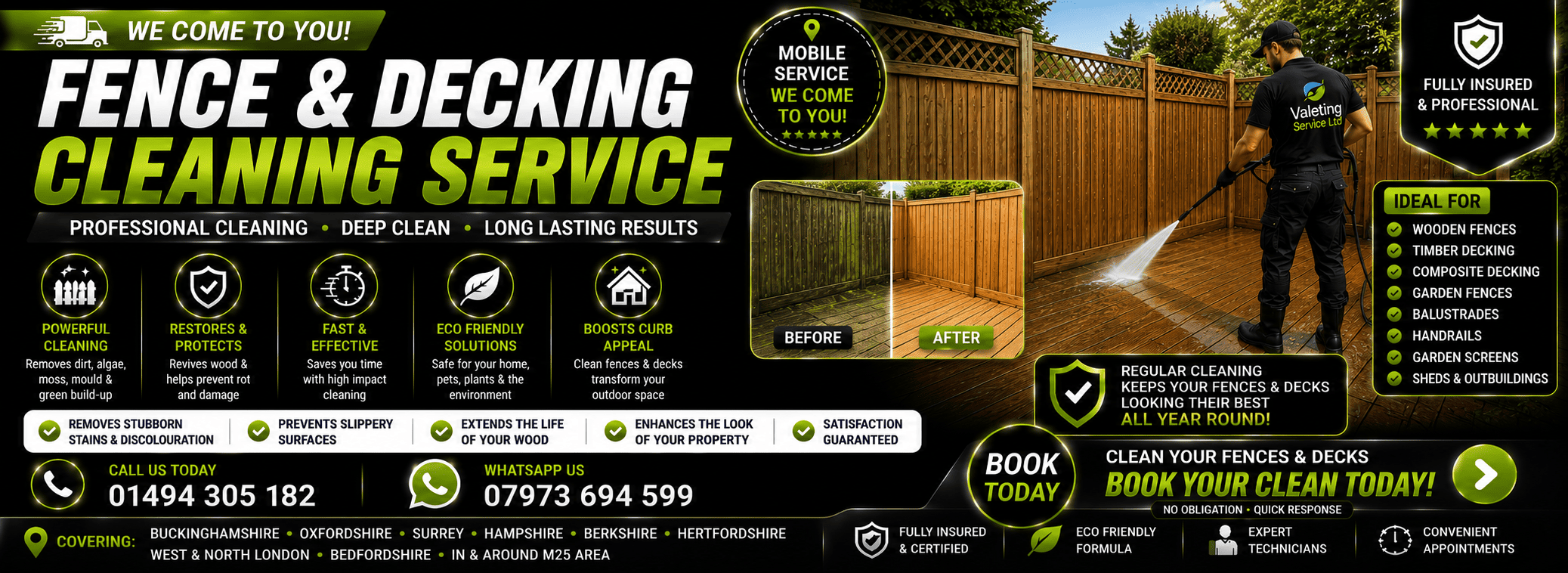 Fence and Decking Cleaning Service near me HIGH WYCOMBE Bucks Beds Middx Surrey Oxon Herts Hants Berkshire West London NorthLondon
