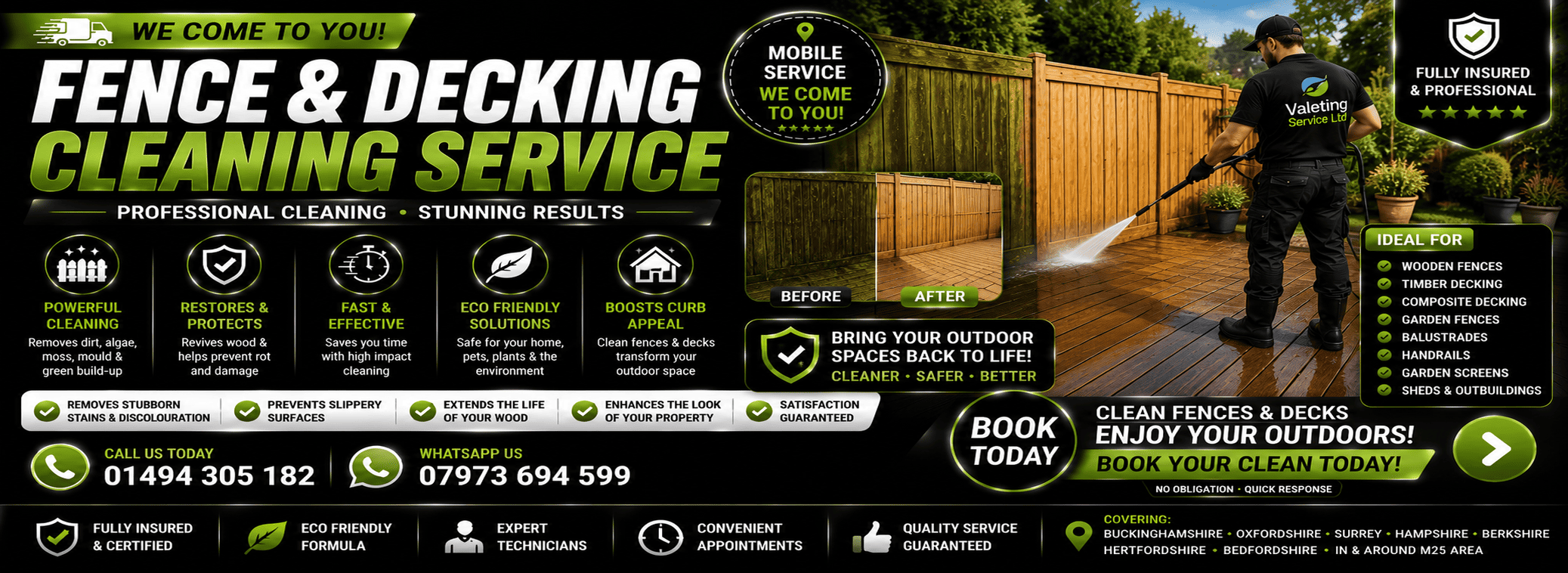 Fence and Decking Cleaning Service near me HIGH WYCOMBE Bucks Beds Middx Surrey Oxon Herts Hants Berkshire
