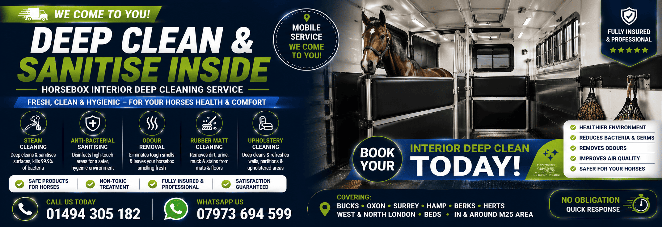 Horsebox and Stables Cleaning Service near me HIGH WYCOMBE Bucks Beds Middx Surrey Oxon Herts Hants Berkshire West London North London1