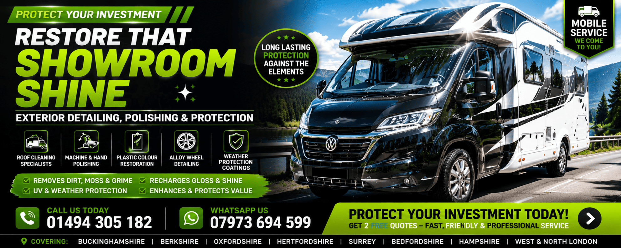 Motorhome Cleaning Service near me HIGH WYCOMBE Bucks Beds Middx Surrey Oxon Herts Hants Berkshire West London North London