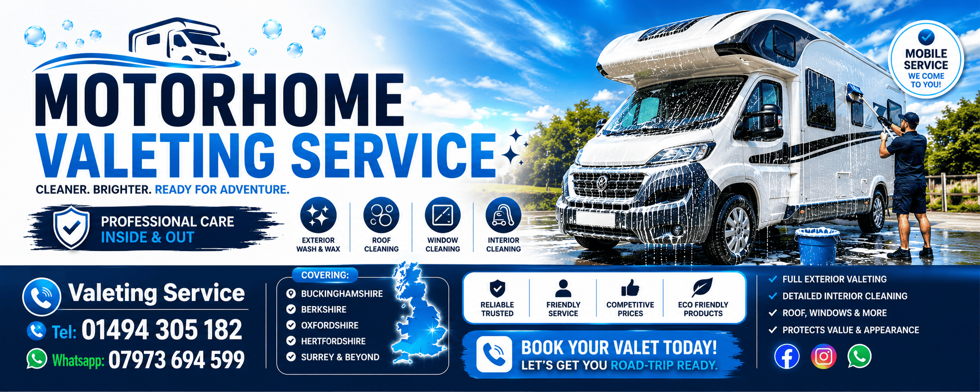 Motorhome Cleaning Service near me HIGH WYCOMBE Bucks Beds Middx Surrey Oxon Herts Hants Berkshire WestLondon North London