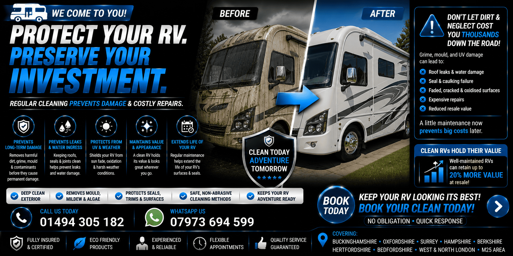RV Unit Cleaning Service near me HIGH WYCOMBE Bucks Beds Middx Surrey Oxon Herts Hants Berkshire West London NorthLondon