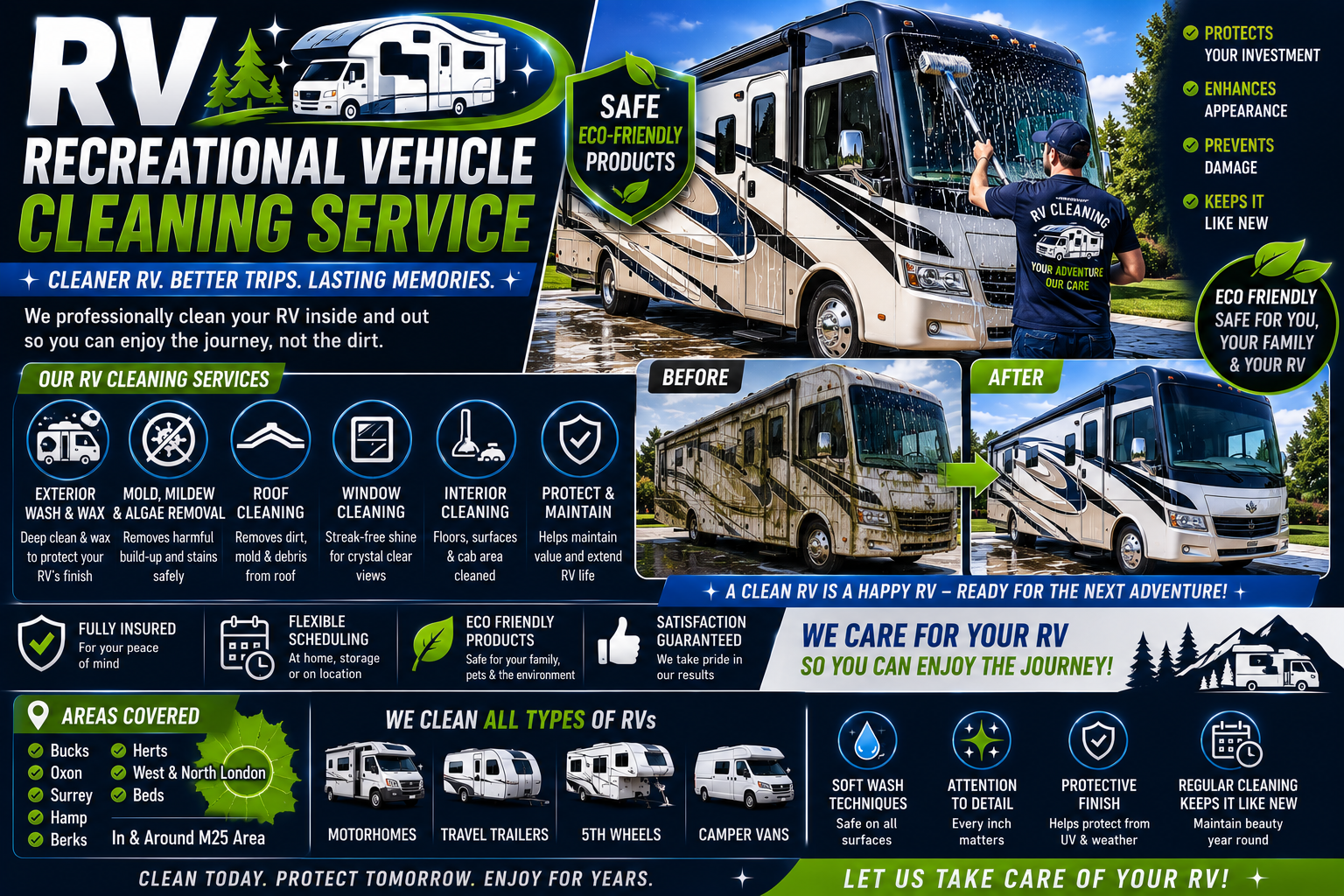 RV Recreational Vehicle Cleaning near me Tel 01494 305 182 HIGH WYCOMBE Bucks Beds Middx Surrey Oxon Beds Herts Hampshire Hants Berkshire West London North London Essex in and around M25
