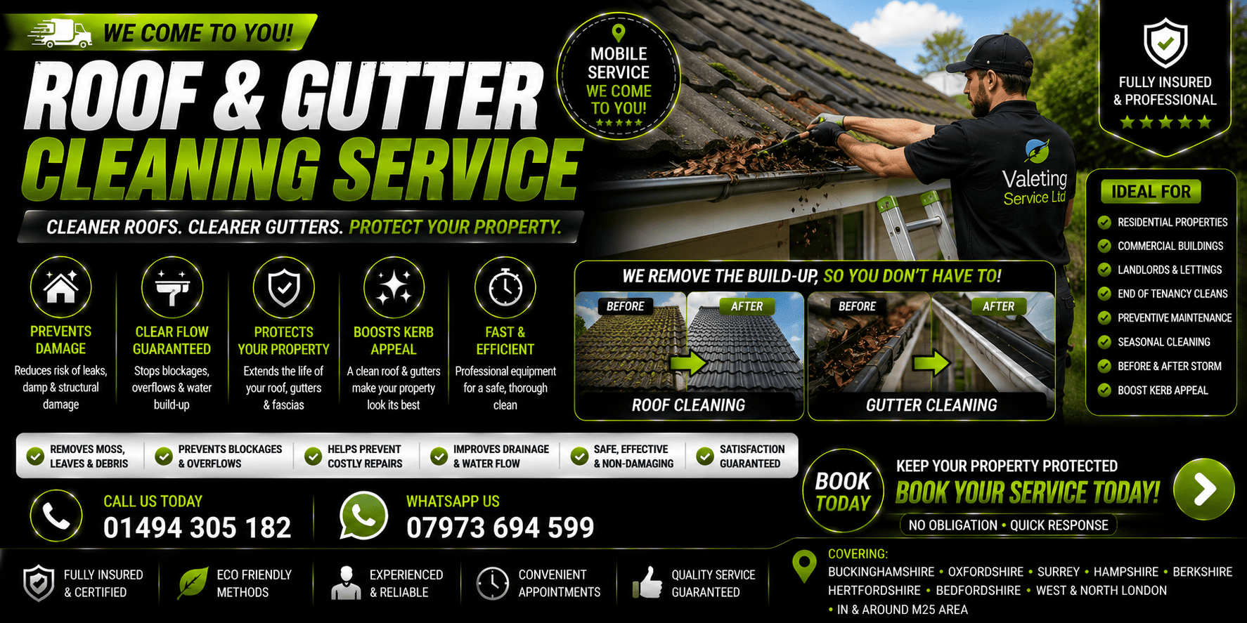 Roof Cleaning Service near me HIGH WYCOMBE Bucks Beds Middx Surrey Oxon Herts Hants Berkshire West London North London