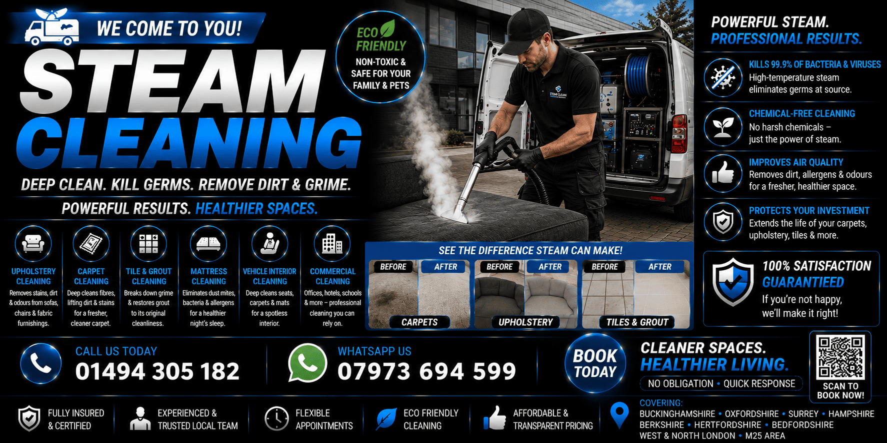 Steam Cleaning Service near me HIGH WYCOMBE Bucks Beds Middx Surrey Oxon Herts Hants Berkshire West London North London