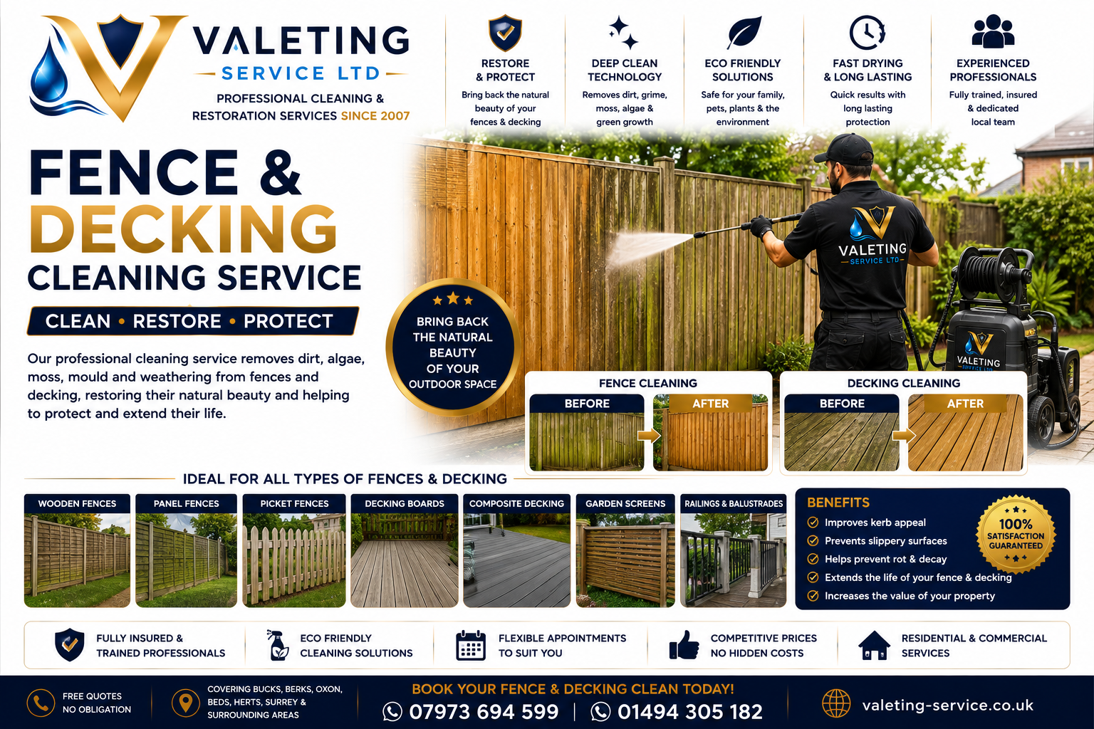Fence and Decking Cleaning near me Tel 01494 305 182 HIGH WYCOMBE Bucks Beds Middx Surrey Oxon Beds Herts Hampshire Hants Berkshire West London North London Essex in and around M25 (2)