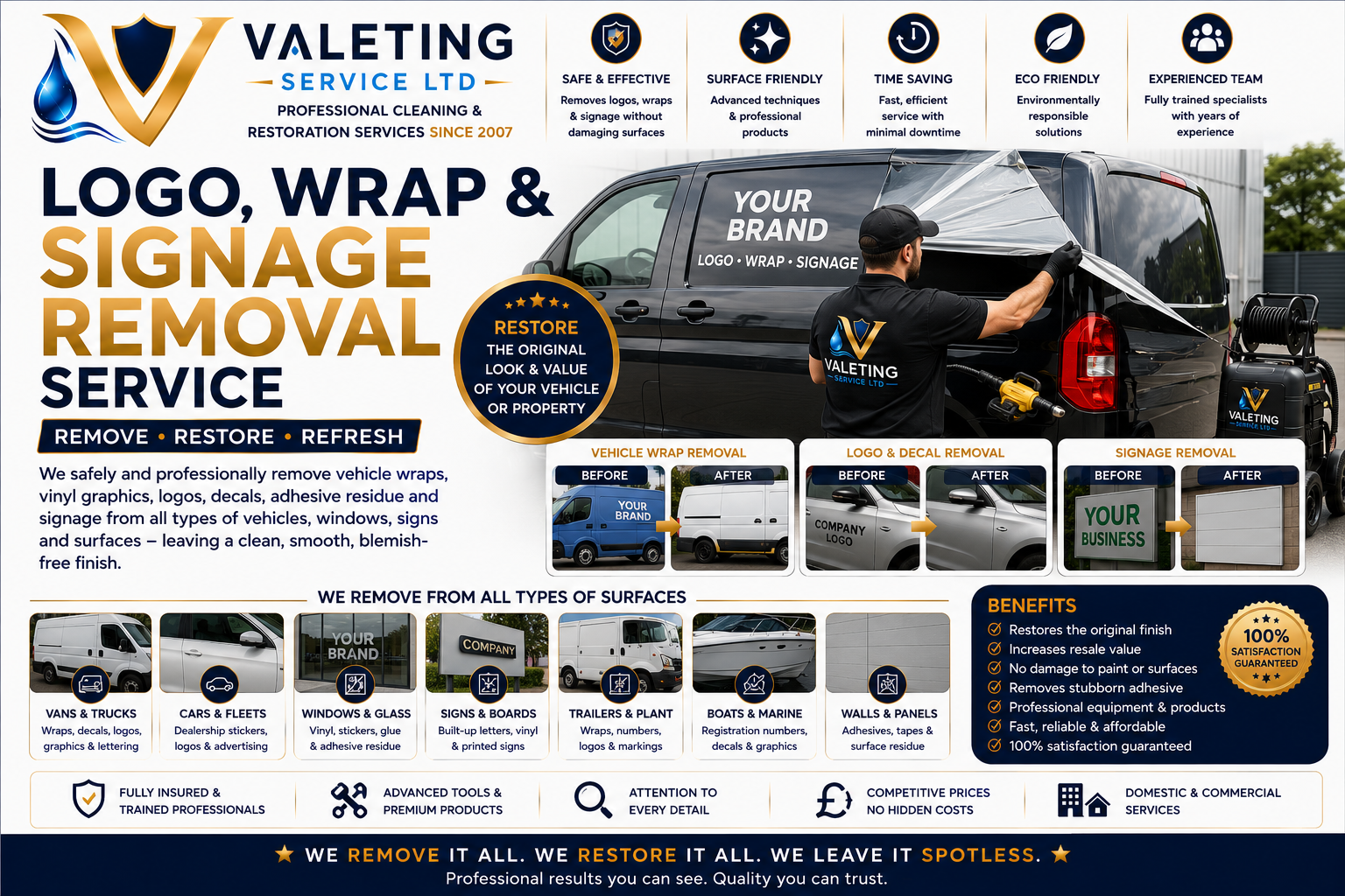 Logo, Wrap & Signage Removal BHIGH WYCOMBE SURREY OXFORTD TEL 01494 305182 M25 Service
