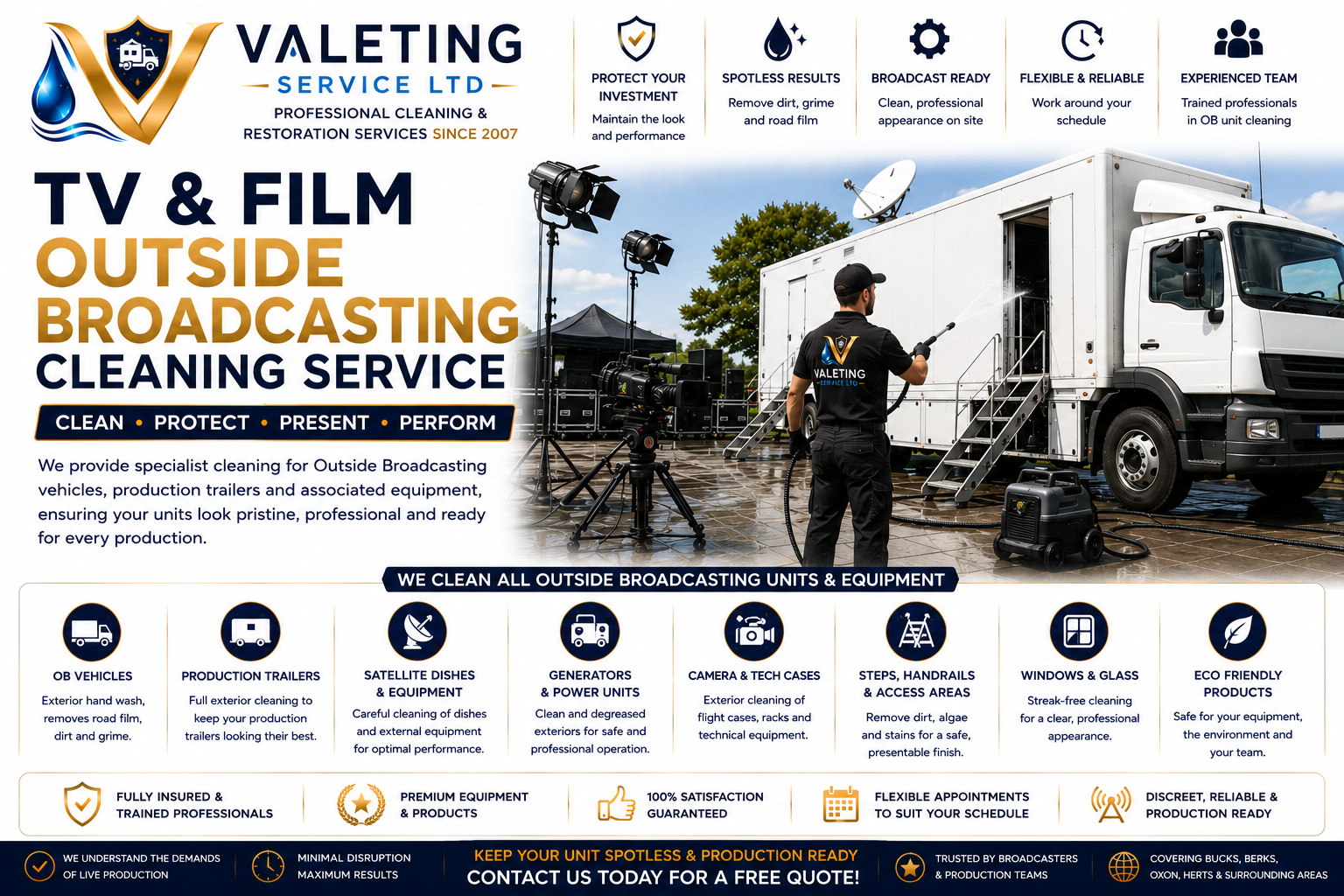 TV and Film Outside Broadcasting Unit Cleaning near me Tel 01494 305 182 HIGH WYCOMBE London North London Essex in and around M25 (2)